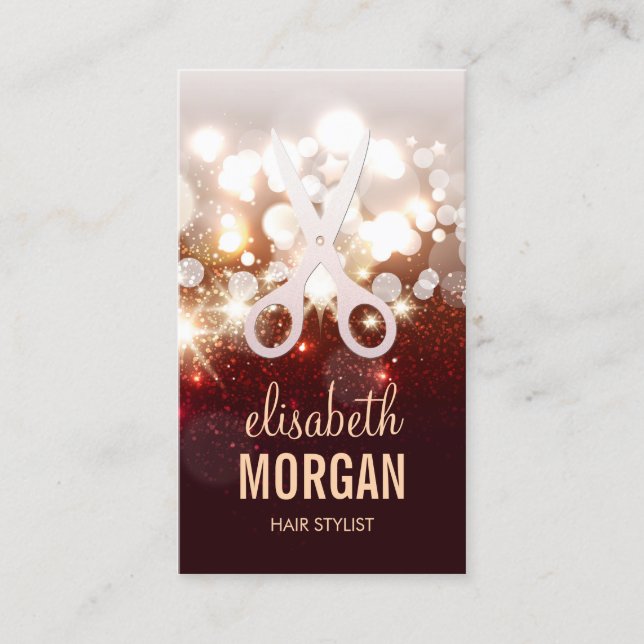 Fashionable Hair Stylist Gold Sparkle Appointment Card (Front)