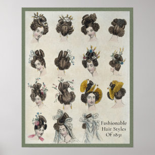 Fashionable Hairstyles of 1831 Poster