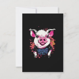 Fashionable hipsta pig graffiti style printable de thank you card