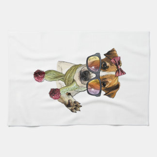  Fashionable jack russell terrier hipster Bath Tow Kitchen Towel