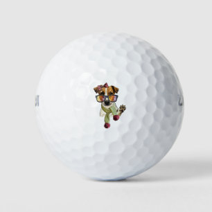 Fashionable jack russell terrier hipster golf balls