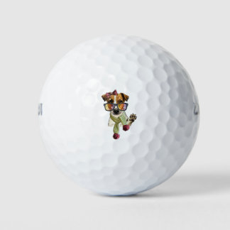 Fashionable jack russell terrier hipster golf balls