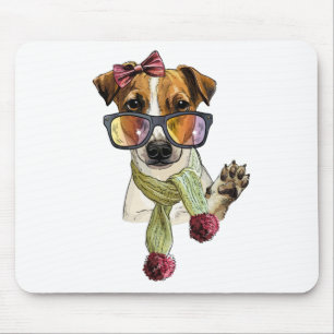 Fashionable jack russell terrier hipster mouse pad