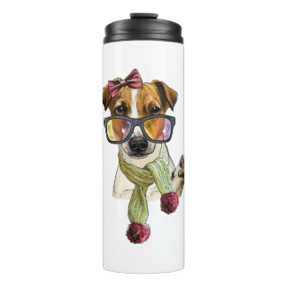 Fashionable jack russell terrier hipster thermal tumbler