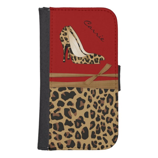 Fashionable Jaguar Print Samsung S4 Wallet Case (Front)