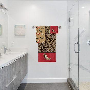 Fashionable Jaguar Stiletto Heels 2 Bath Towel Set by DizzyDebbie at Zazzle