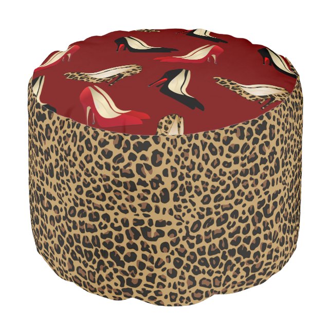 Fashionable Jaguar Stilletto Heals Pouf Seat (Angled Front)