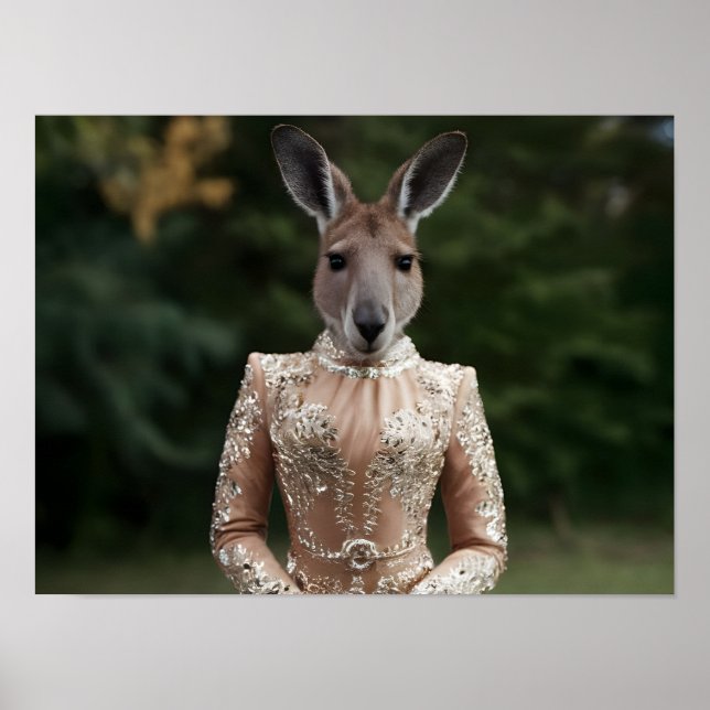 Fashionable Kangaroo in Couture Outfit Poster (Front)
