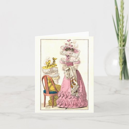 Fashionable Ladies Vintage 1826 Blank Note Card