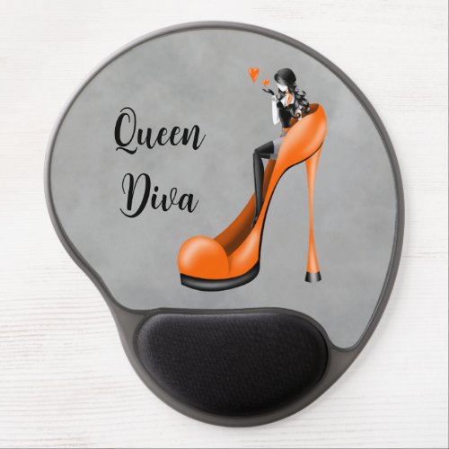 Fashionable Lady in Orange Stiletto Gel Mouse Pad