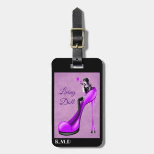 Fashionable Lady in Purple Stiletto  Luggage Tag