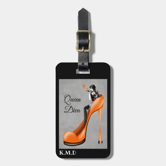 Fashionable Lady in Red Stiletto  Luggage Tag (Front Vertical)