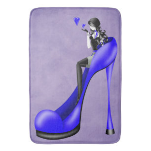 Fashionable Lady in Stiletto Blue Bath Mat