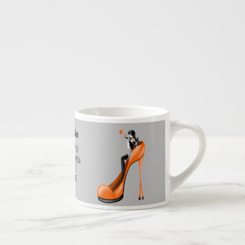 Fashionable Lady in Stiletto Espresso Cup