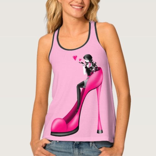 Fashionable Lady in Stiletto Womens Tank Top
