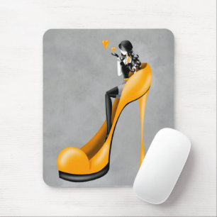 Fashionable Lady in Stiletto Yellow Mouse Mat