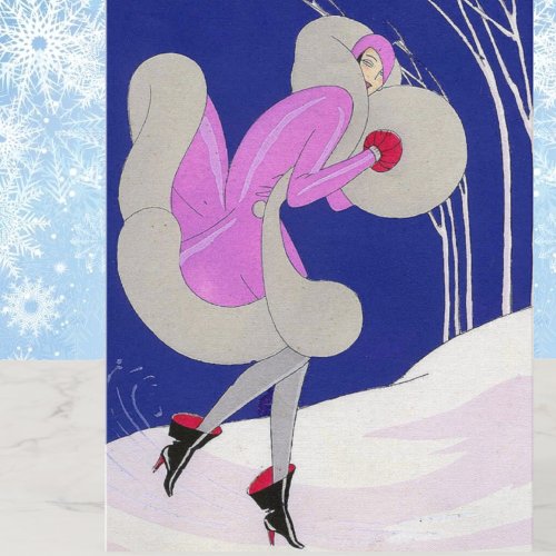Fashionable lady in winter  card