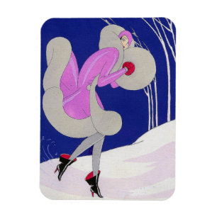 Fashionable lady in winter magnet