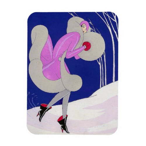 Fashionable lady in winter  magnet