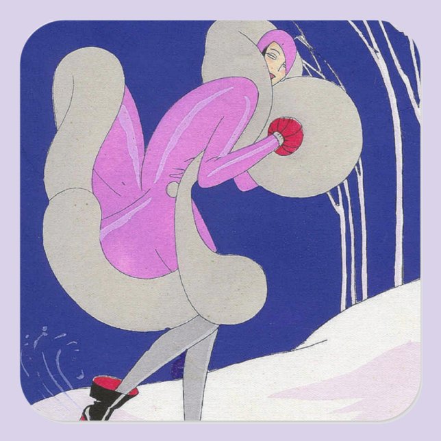 Fashionable lady in winter square sticker (Creator Uploaded)