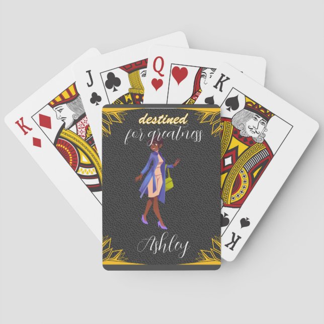 Fashionable Leather | Personalized name  Poker Cards (Back)