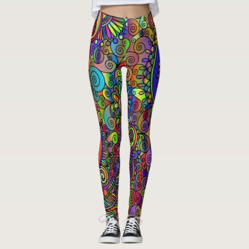 Fashionable leggings in psychedelia style