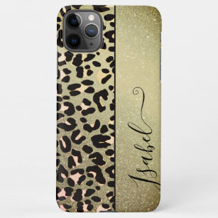 Fashionable Leopard Pattern Background Custom Name iPhone 11Pro Max Case
