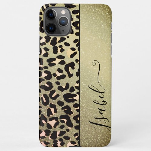 Fashionable Leopard Pattern Background Custom Name iPhone 11Pro Max Case