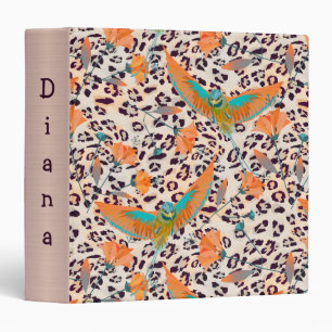 Fashionable leopard print, birds of Paradise 3 Rin Ring Binder