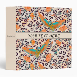 Fashionable leopard print, birds of Paradise 3 Ring Binder