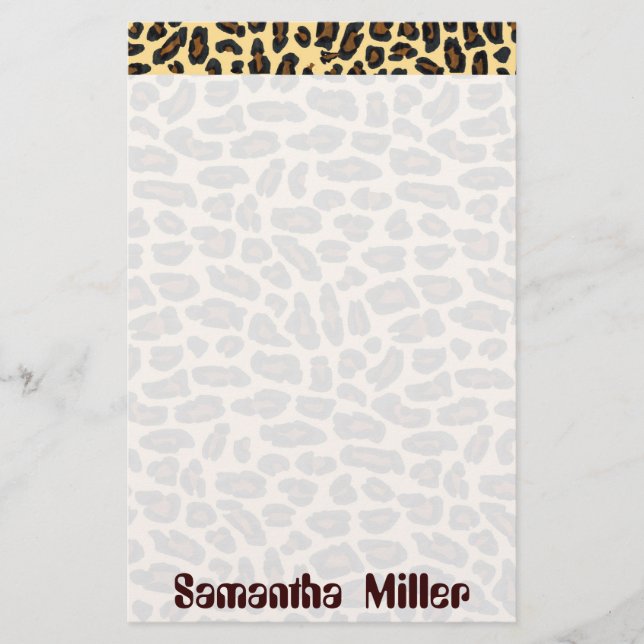 Fashionable Leopard Print personalized stationery (Front)