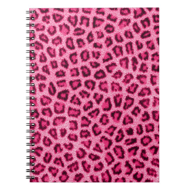 Fashionable leopard skin fluffy fur effect notebook (Front)