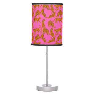 Fashionable leopards with red lips and earnings table lamp