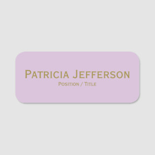 Fashionable Light Lilac Violet Gold Professional Name Tag