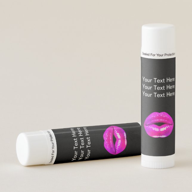 Fashionable Lipstick Pink Purple Design Lip Balm (Front)