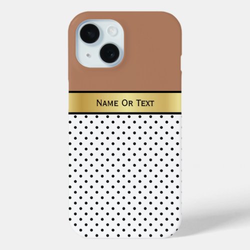 Fashionable Macchiato Brown White Black Polka Dot iPhone 15 Case