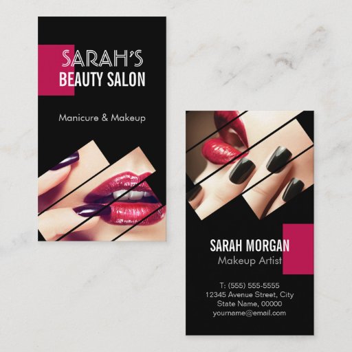 Customizable Fashionable Makeup Lips Beauty Salon Boutique Business Card Template