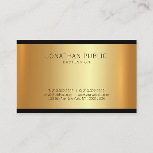Fashionable Modern Gold Glamour Trendy Unique Business Card