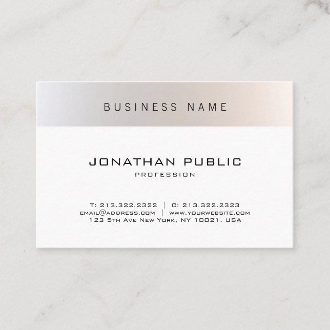 Fashionable Modern Minimalist Professional Plain Business Card (Front)