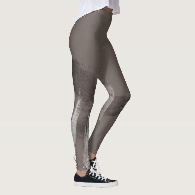 Fashionable Monochrome Urban Graffiti Smear Leggings (Right)