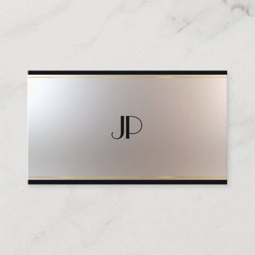 Fashionable Monogram Glamorous Gold Silver Plain Business Card