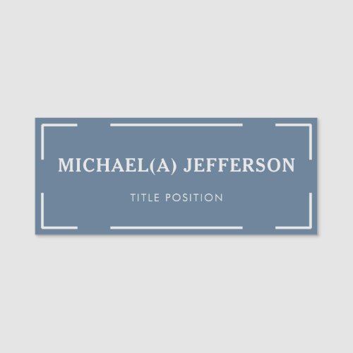 Fashionable Moody Blue  White Unique Professional Name Tag