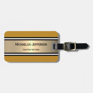 Fashionable Mustard Yellow Gold Black White Stripe Luggage Tag
