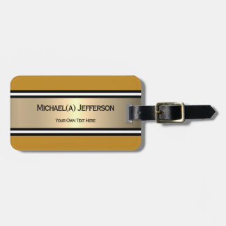 Fashionable Mustard Yellow Gold Black White Stripe Luggage Tag