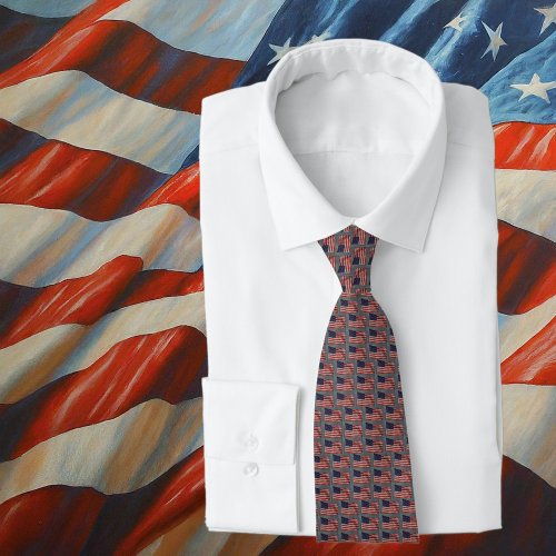 Fashionable Patriotic US Flag Stars and Stripes Tie