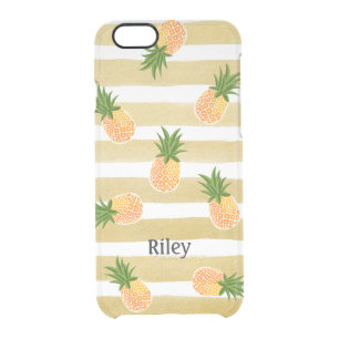 Fashionable Pineapple Pattern with Gold Stripes Clear iPhone 6/6S Case