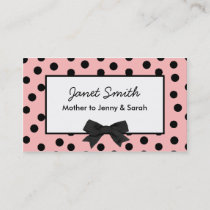 Fashionable Pink and Black Polka Dot Mommy Card