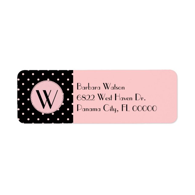 Fashionable Pink & Black Monogram Label (Front)