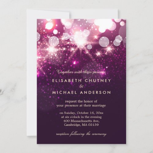Fashionable Pink Glitter Sparkles Stylish Wedding 5x7 Paper Invitation Card