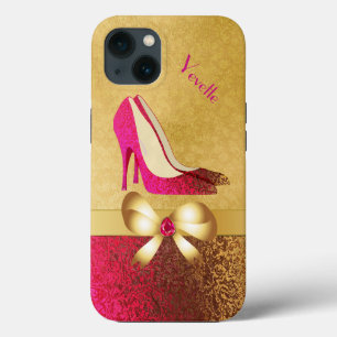 Fashionable Pink & Gold Tone Stiletto Case-Mate iP iPhone 13 Case